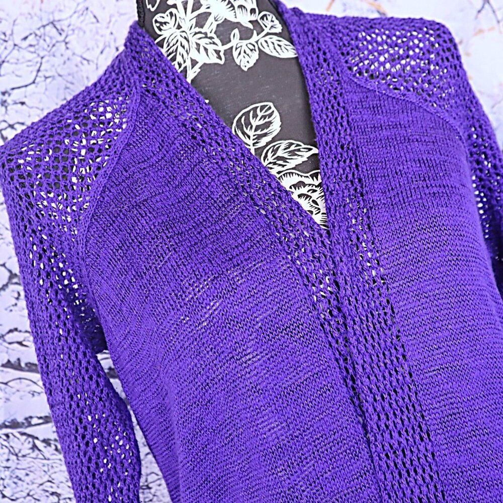 SHEER GRAPE CARDIGAN 2/12 Chico's Purple Fall Spring Bright Workwear Layering